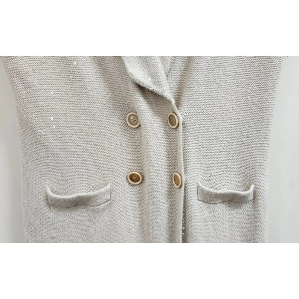 Brunello Cucinelli Cashmere Sleeveless Shawl Cardigan Speckled Knit Vest Double